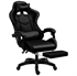 Gaming Chair Black White with Footrest の画像
