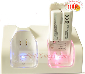 FirstSing FS19148 Blue LED Dual Charger Station Dock with 2800mAh battery for Wii の画像