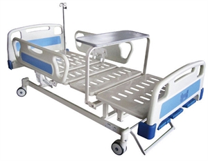 Picture of Powder Coating Manual Elevating Hospital Beds With 3 Functions   ABS Handrails