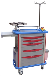Picture of ABS Medical Emergency Trolleys With 1 Pc Defibrillator Shelf   1 CPR Board