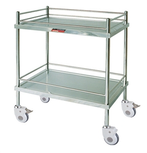 Two Layer Side Rail Stainless Steel Medical Trolley With Two Decks の画像