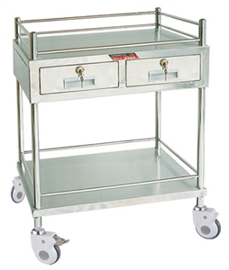 Picture of Stainless Steel Medical Instrument Trolley With Two Layers And Drawer