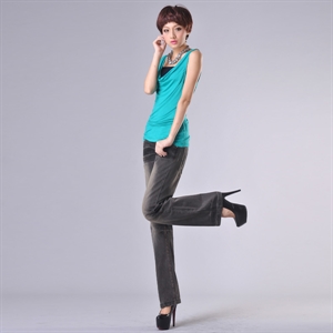 big size straight lady jeans with old washing G10 の画像