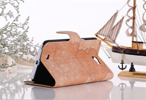 Image de Map Leather Samsung Protective Case For Galaxy Note 2 N7100 Credit Card