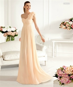 Image de LE51 2012 Professional OEM Champagne One shoulder Sweetheart Pleated Chiffon Evening DressLE51