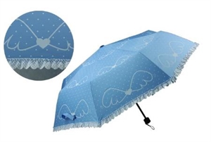 Image de Lovely Wings Design Anti-uv Sun Parasol Folding Umbrella with Carry Sleeve